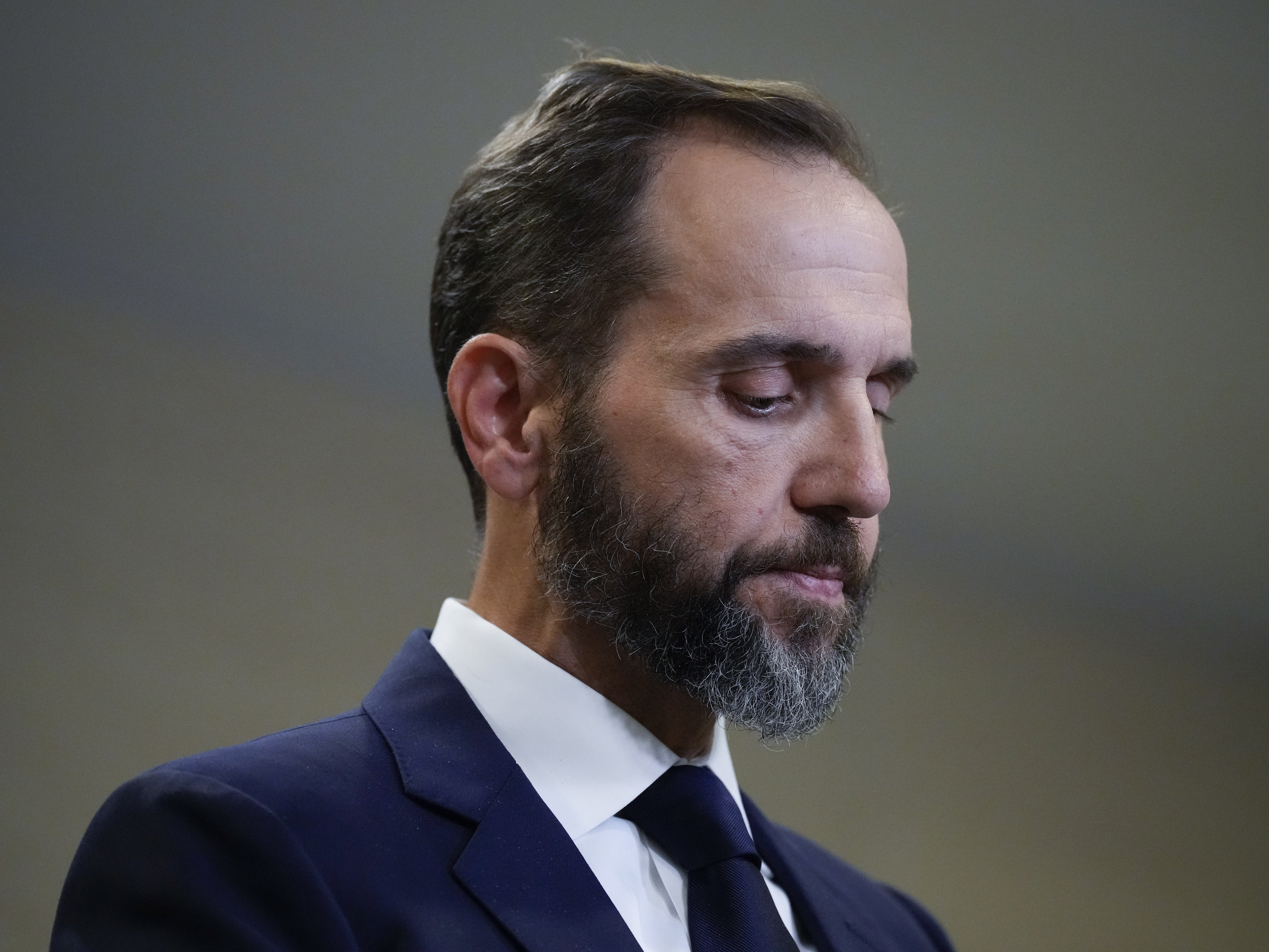 caption: Special Counsel Jack Smith delivers remarks about an unsealed indictment against former President Donald Trump on Aug. 1, 2023, in Washington, D.C.