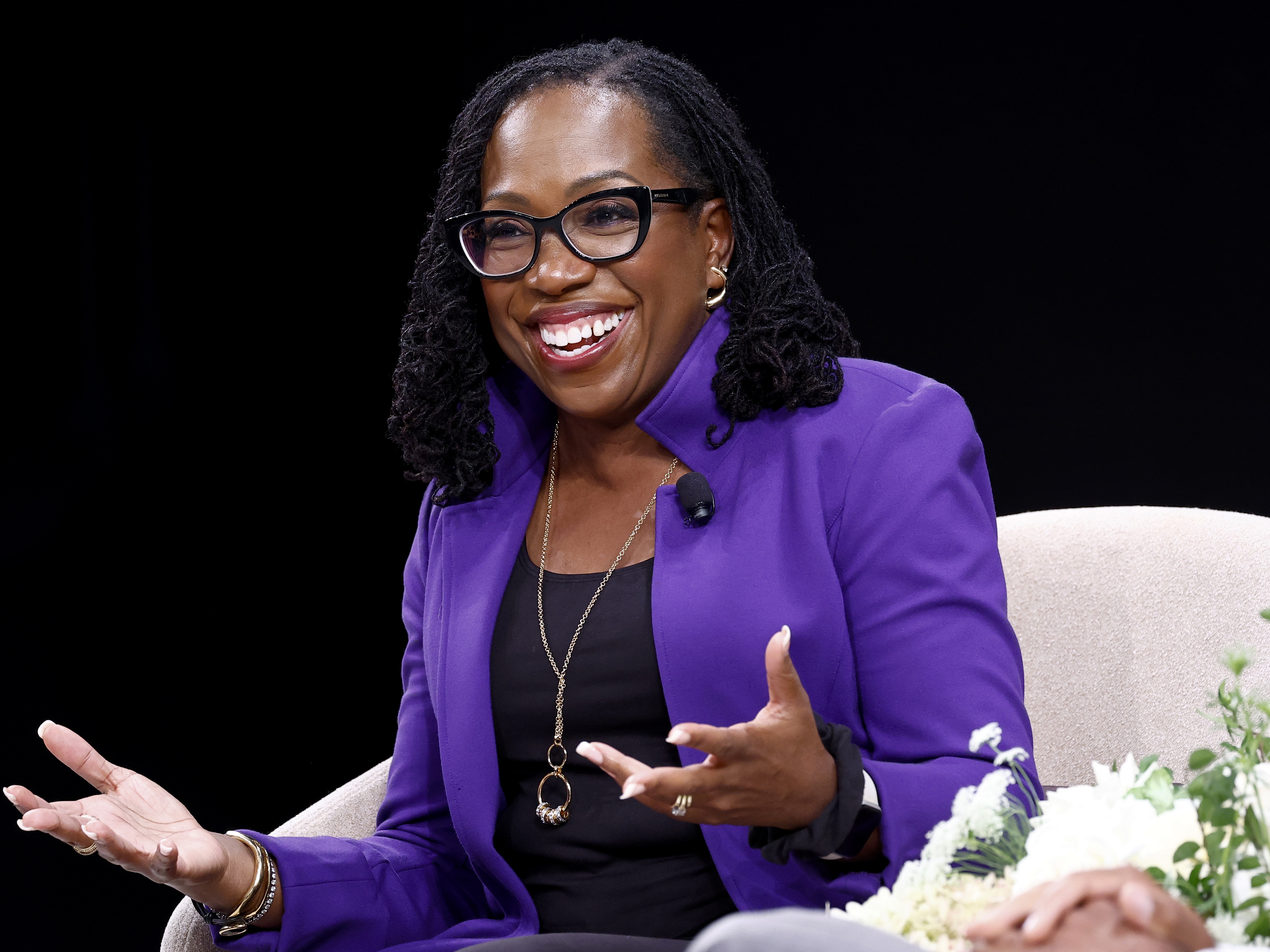 caption: Ketanji Brown Jackson, pictured in September, fulfilled a longtime dream by making a cameo in a Broadway musical this weekend.