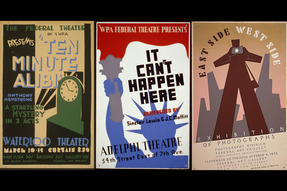 caption: Posters used to promote arts and cultural events through the WPA. 