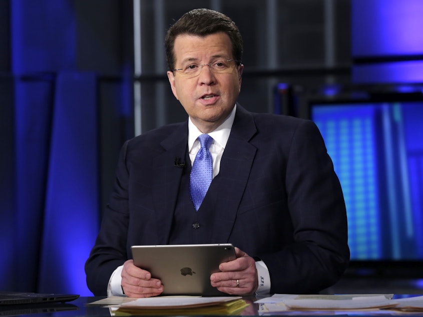 caption: Neil Cavuto, pictured on the Fox Business Network in New York in March 2017. The Fox News Channel anchor urged viewers to get vaccinated after announcing his own breakthrough COVID-19 diagnosis.