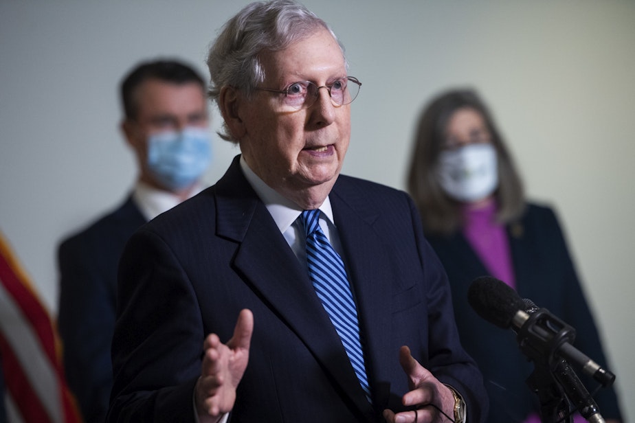 caption: Senate Majority Leader Mitch McConnell. (Photo By Tom Williams/CQ-Roll Call, Inc via Getty Images)