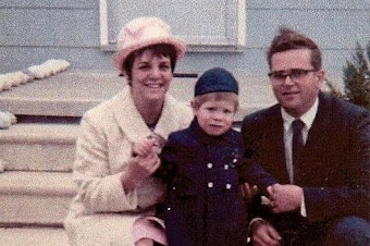 caption: Future poet Kevin Craft with his parents, circa 1968. His poem "Matinee" explores the effects of feminism on his mother, himself, and his parents' marriage.