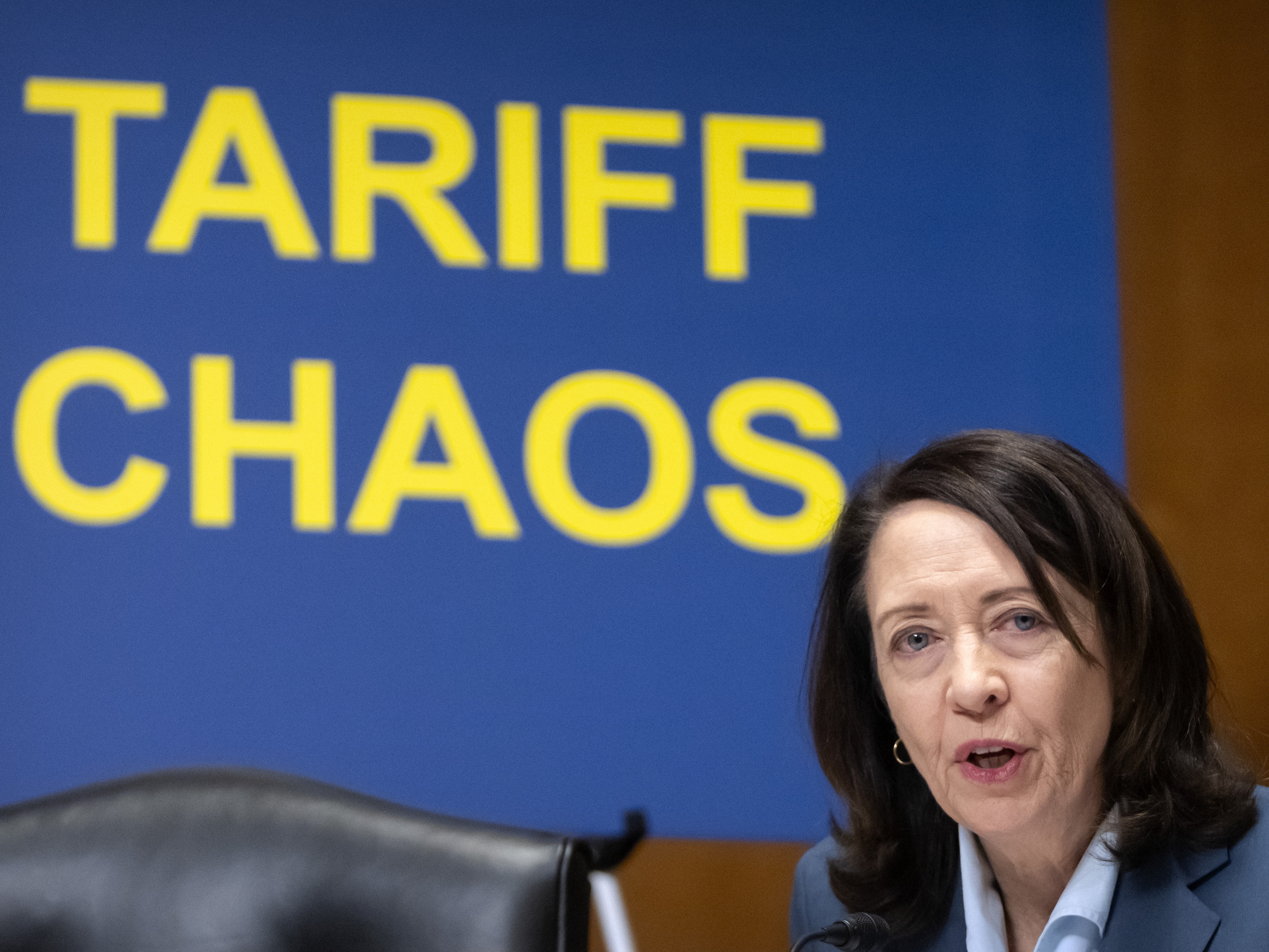 caption: Sen. Maria Cantwell, D-Wash., speaks during a hearing of the Senate Committee on Finance on Capitol Hill, Thursday, March 6, in Washington.