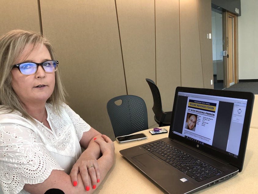 caption: Carri Gordon oversees all missing person alerts for the Washington State Patrol. She issued the state's first Missing Indigenous Person Alert at the request of Lummi police. 