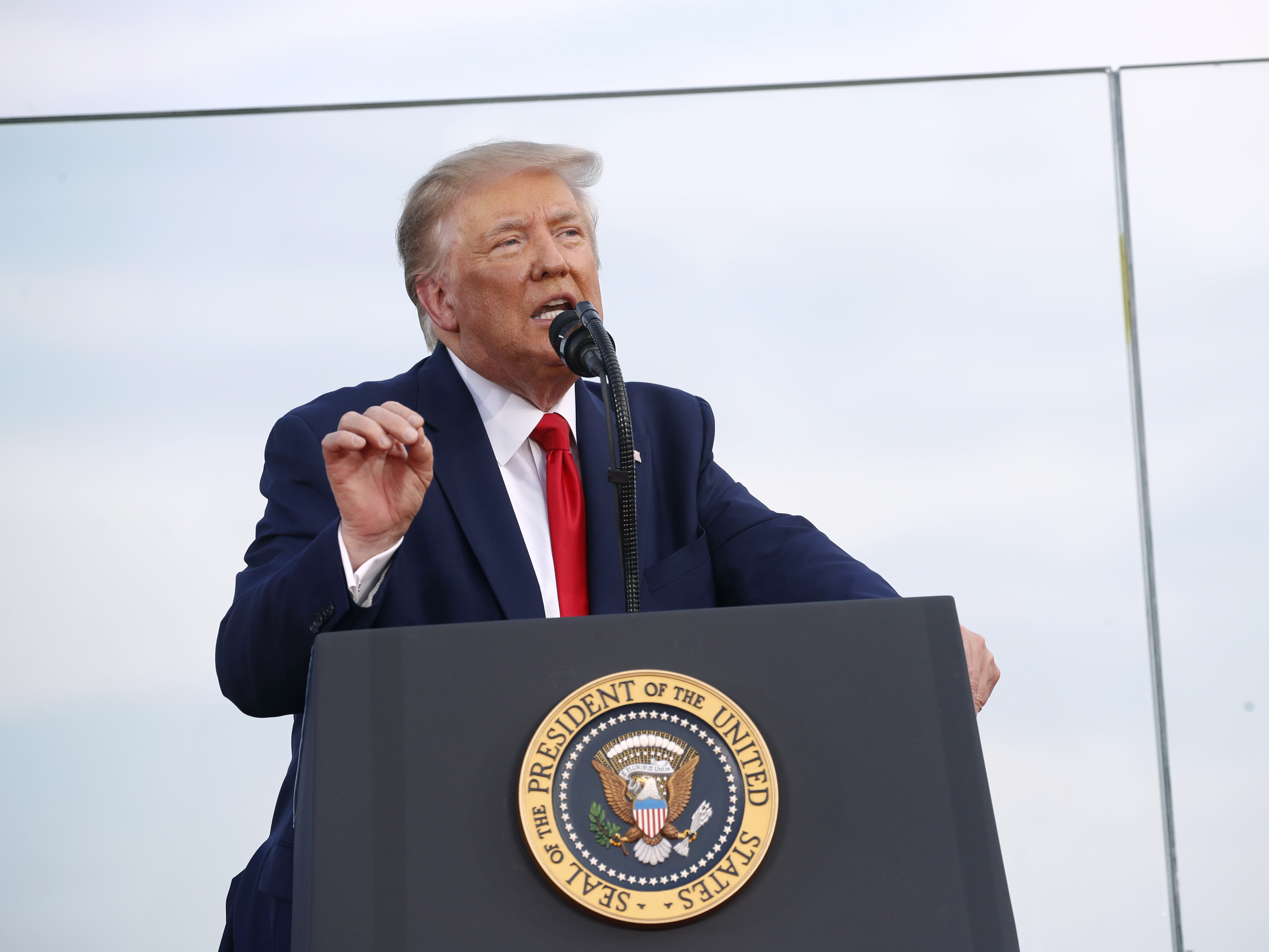 caption: President Trump speaks during the Fourth of July "Salute to America" event on the South Lawn of the White House, on Saturday.