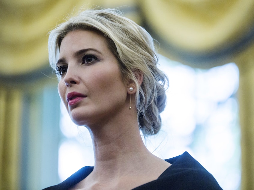 caption: Ivanka Trump at the White House on Oct. 9, 2018.
