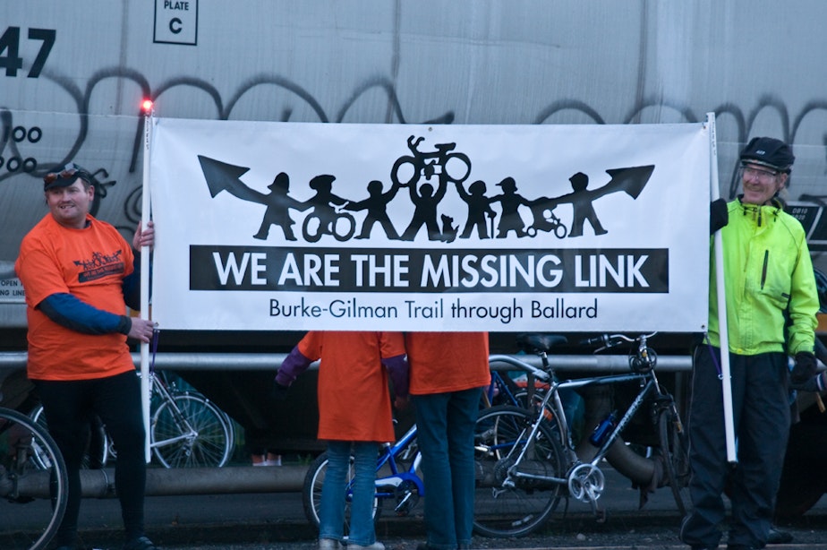 caption: Supporters of completing the missing link rally in support of the project in 2009.