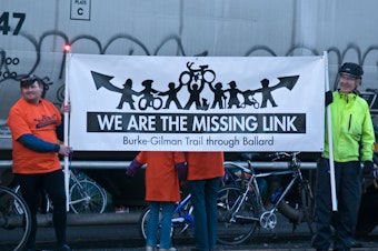 caption: Supporters of completing the missing link rally in support of the project in 2009.