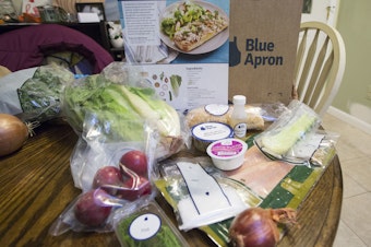caption: While it may seem that heaps of plastic from meal kit delivery services like Blue Apron make them less environmentally friendly than traditional grocery shopping, a new study says the kits actually produce less food waste.
