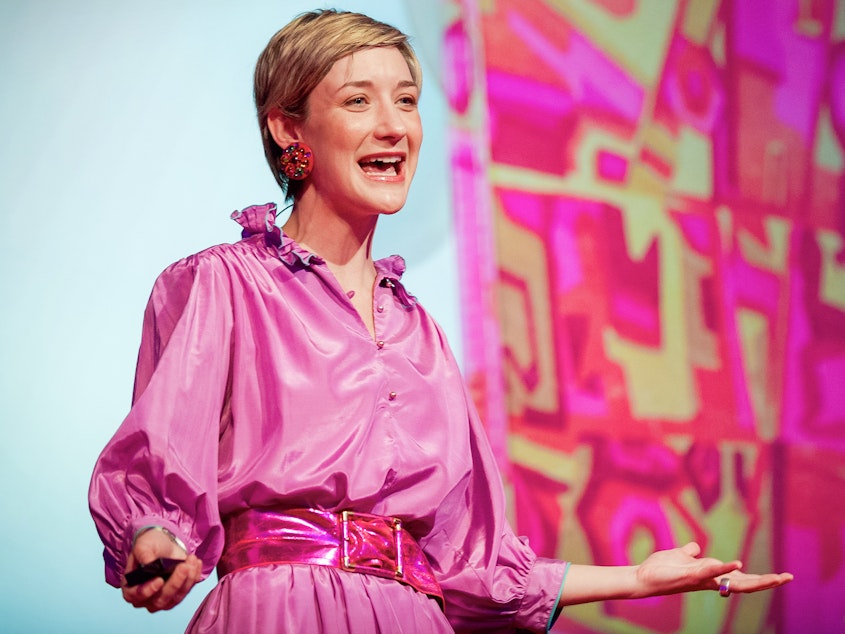 caption: Jessi Arrington on the TED stage.