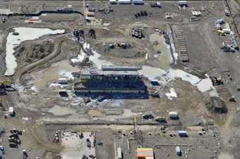 caption: The demolition of Hanford's Plutonium Finishing Plant as shown in this October 2019 photo is over 90 percent complete.
