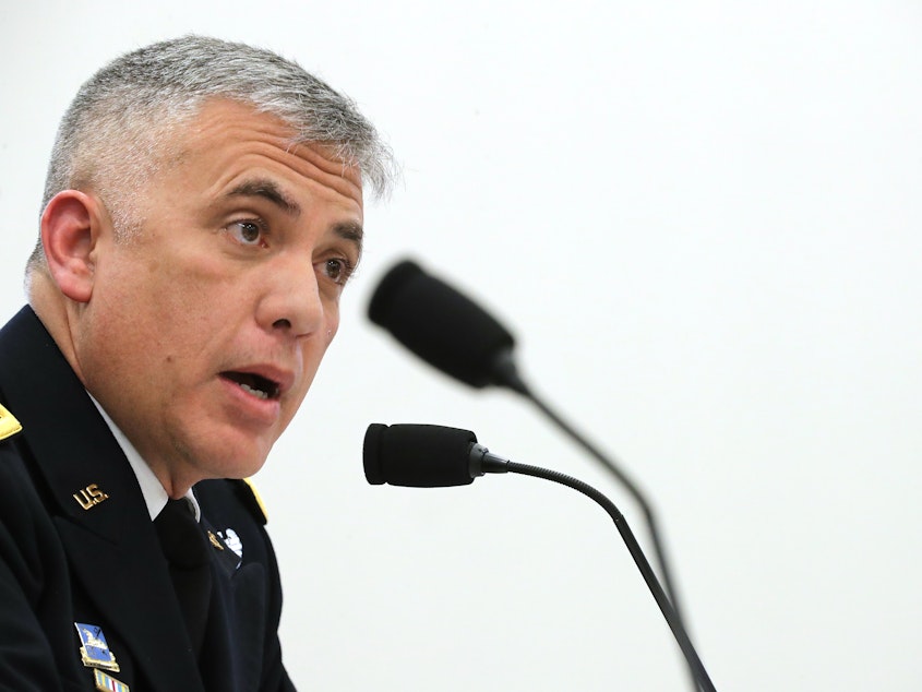 caption: Gen. Paul Nakasone, the National Security Agency director, told NPR ahead of the 2020 elections that the U.S. was "going to expand our insights of our adversaries. ... We're going to know our adversaries better than they know themselves."