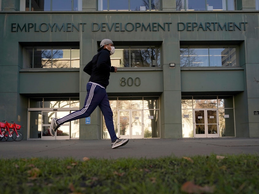 caption: The office of the California Employment Development Department is seen in Sacramento, Calif., Friday, Dec. 18, 2020. Facing as much as $2 b billion in fraud, the EDD is near the top of California lawmakers fixit list as they prepare to return to the state Capitol in the new year.