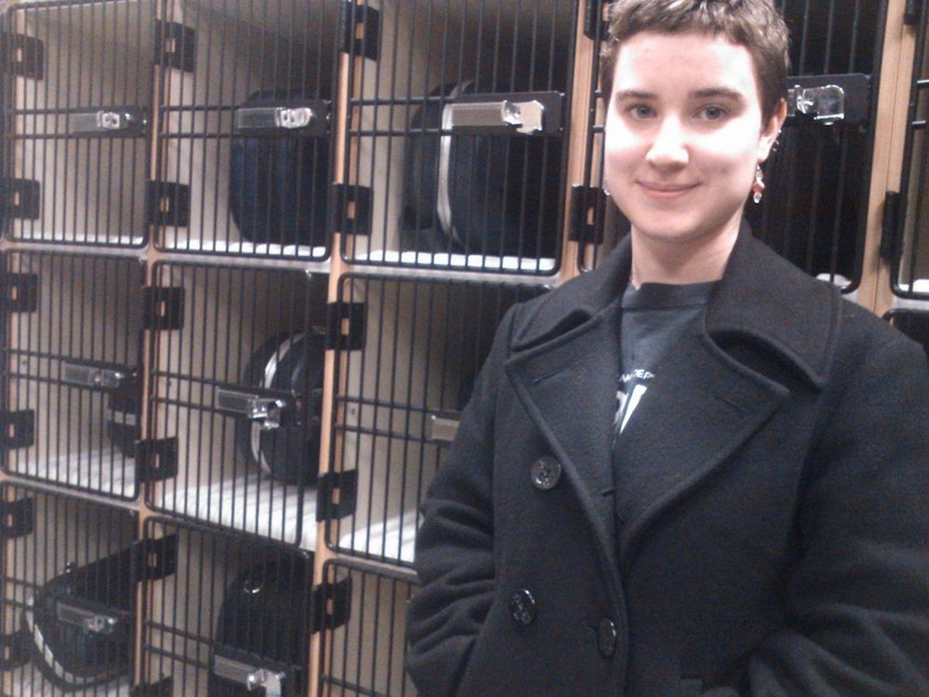 Maeve, Here In Shorecrest High School's Instrument Storage Room, Plays In A Variety Of Orchestras, From School Orchestra To Youth Symphony To Theatre Pits.