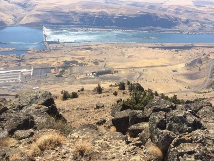 caption: The Goldendale Energy Storage Project would be built just outside Goldendale in Klickitat County. If built, it would be the largest pumped storage facility in the Northwest. The lower reservoir is proposed in the flat area below, by John Day Dam