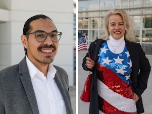 caption: From left to right: Brayan Vazquez, Karen Perez and Adam Modzelewski recently became U.S. citizens at a naturalization ceremony in Phoenix.