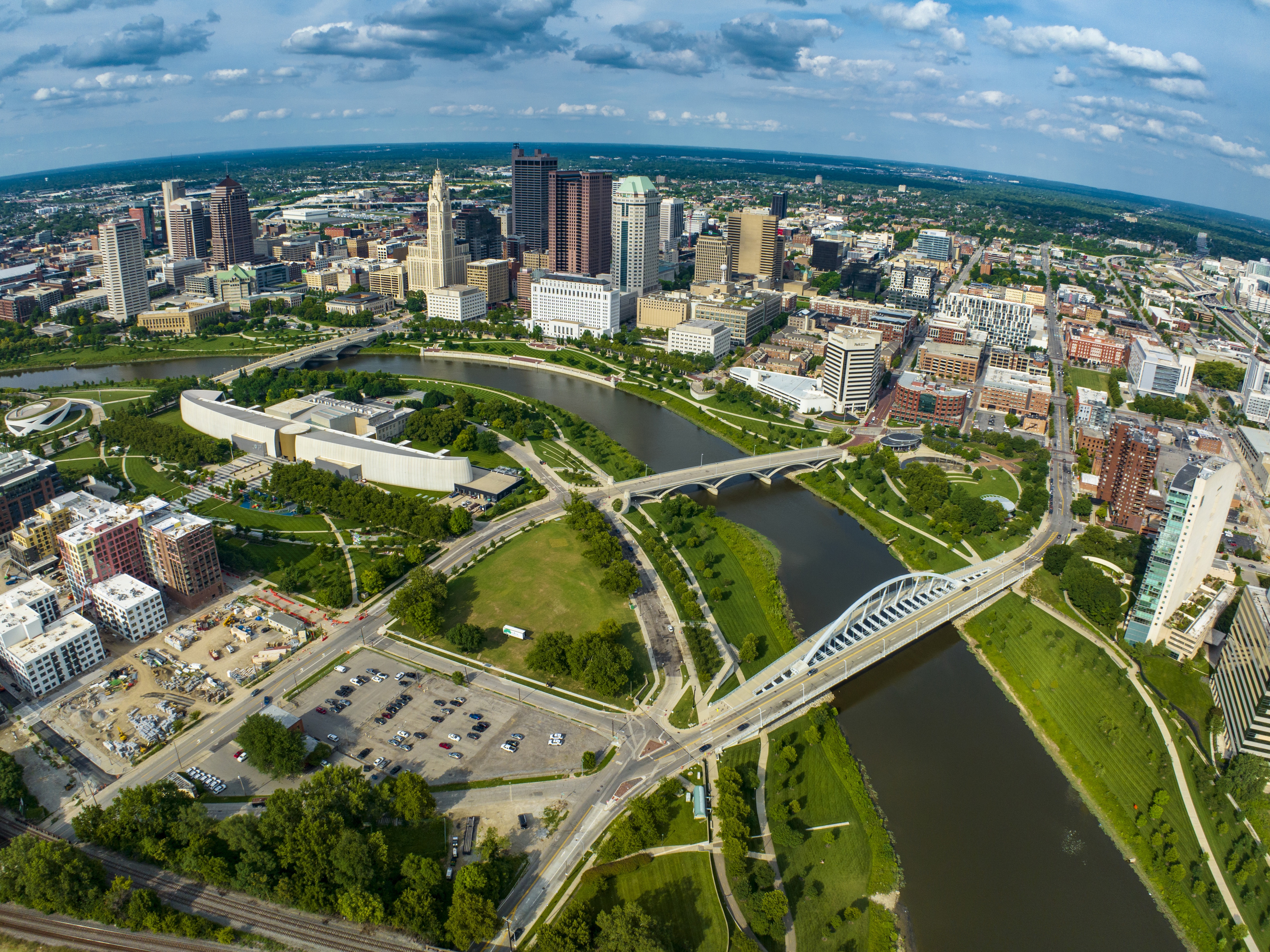 caption: Columbus, Ohio is one of the cities where Nexstar owns and operates two major television stations following its acquisition of rival TV group Tegna.