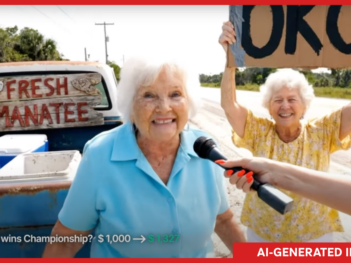 caption: A 30-second ad for Kalshi, an online trading service, presents a string of characters in wild scenarios making their picks for who will win the NBA Finals. All of the video clips were generated by AI.