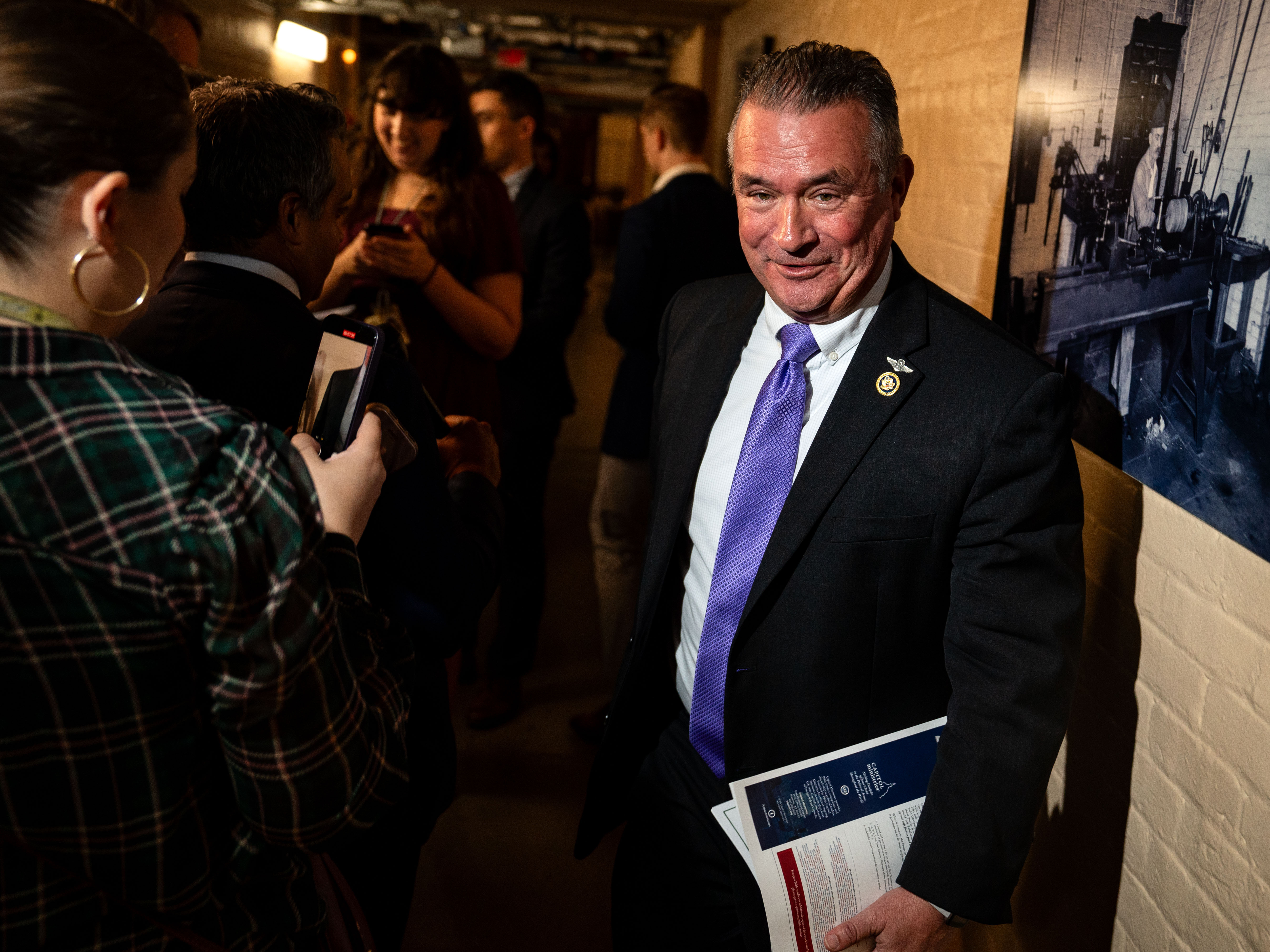 caption: Rep. Don Bacon is seen here leaving a meeting of the House Republican Conference at the U.S. Capitol on May 7. House Republicans have raised concerns over what they call a rise of antisemitism amid the Pro-Palestinian protests on college campuses across the United States.