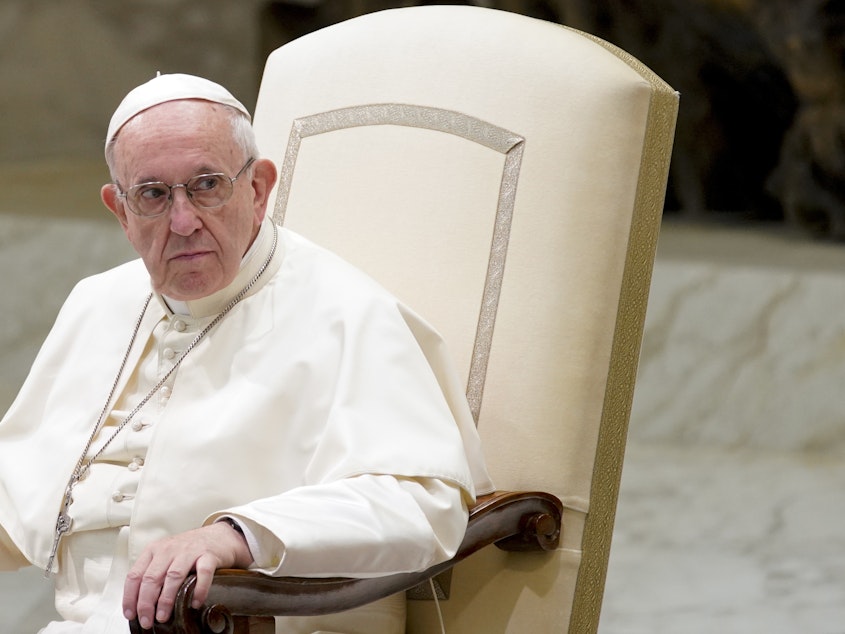 caption: Pope Francis holds his weekly general audience at the Vatican on Wednesday. Pressure is mounting on the pontiff as more and more church sexual abuse scandals unfold around the world.