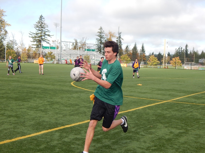 caption: Students at Skyline High School in Sammamish play Gaelic football, which looks a lot like soccer -- until you catch the ball with your hands.