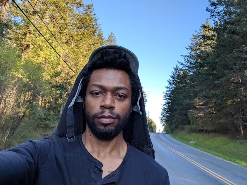 Jammal Williams poses for a selfie on an Orcas Island road in 2019
