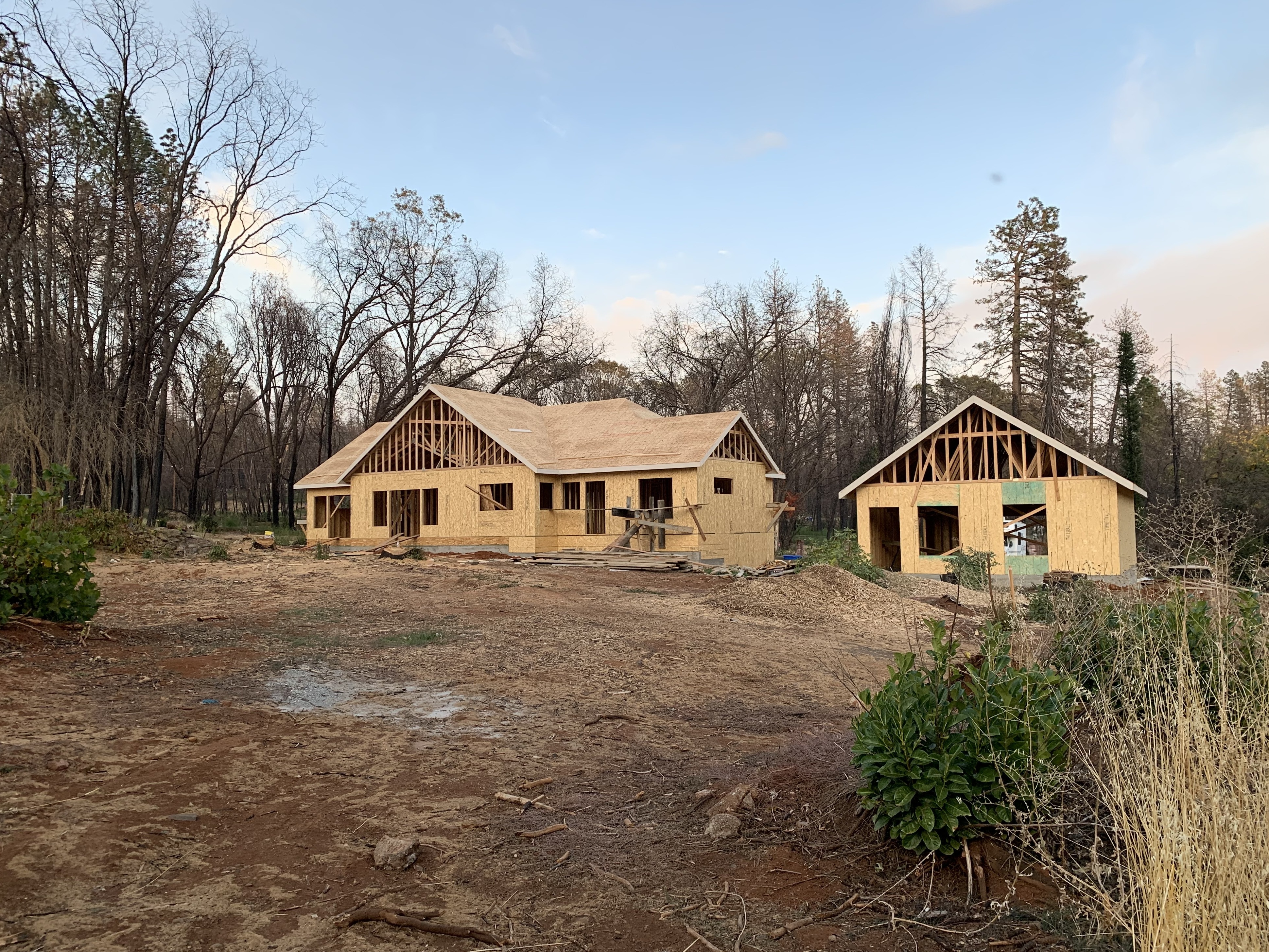 caption: A new home under construction in Paradise, Calif.