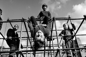 caption: A jungle gym in the 1970s — a staple of playgrounds all across the U.S.