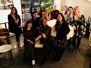 caption: Curiosity Club's first cohort at The Cloud Room in Seattle after their second dinner on February 21, 2019. From left, back row: Sofia Locklear, KUOW producer Kristin Leong, Mellina White Cusack, Jin Park, Sharlese Metcalf, KUOW executive producer Ross Reynolds, KUOW reporter Kate Walers, James Miles. Front row, from left: Amanda Carter Gomes, Erik Molano, Shin Yu Pai, Jennifer Hegeman. 