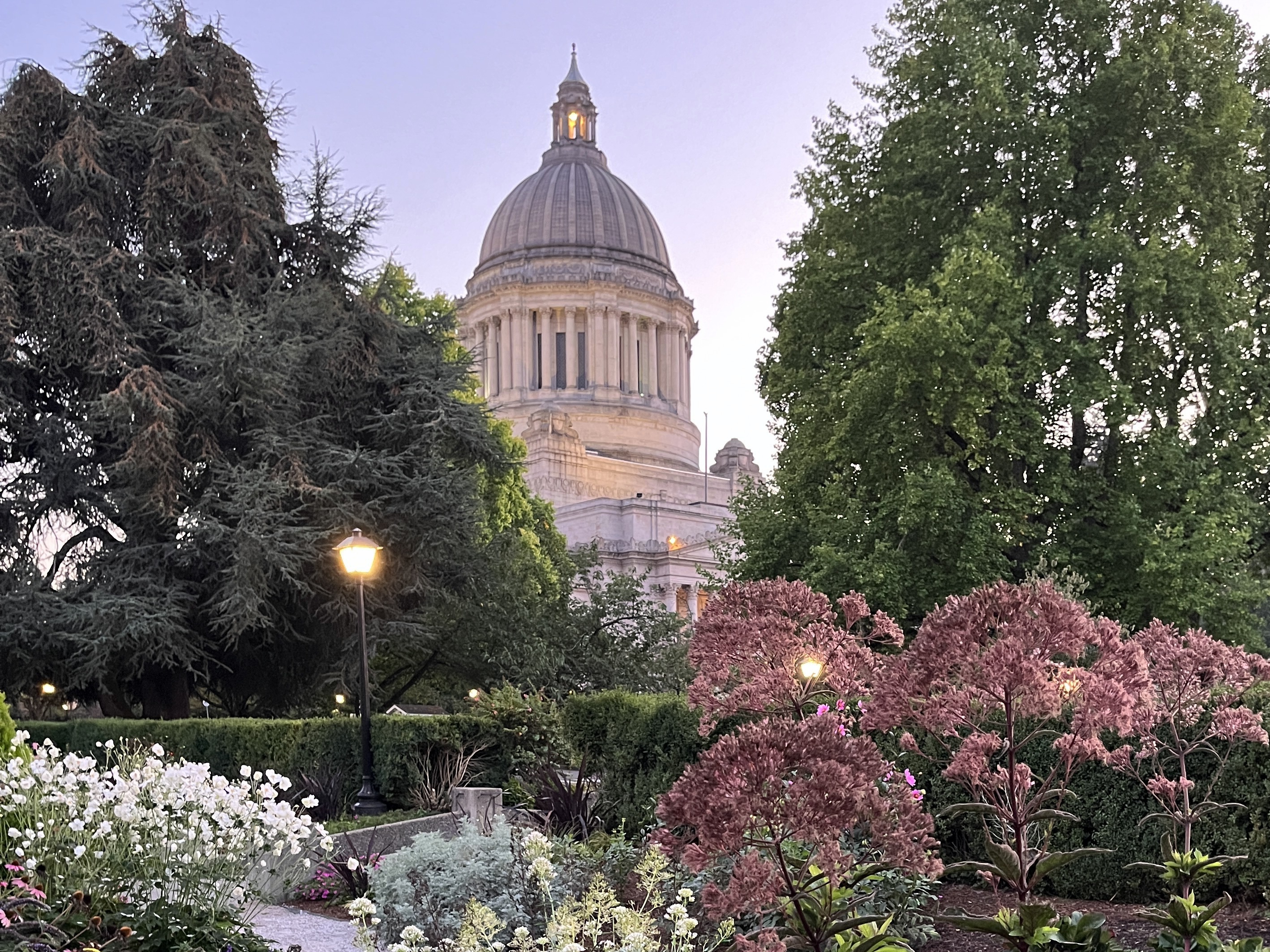 caption: The Washington Legislative Building as seen from the Sunken Garden on campus.