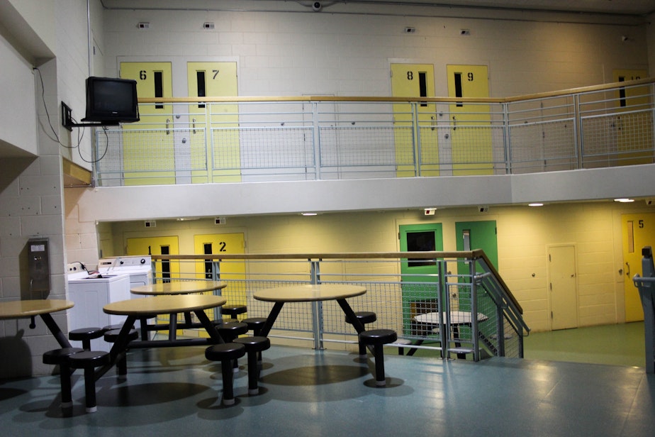 caption: One of the halls at the current juvenile detention center in Seattle. There are 212 beds but less than a quarter are used.


