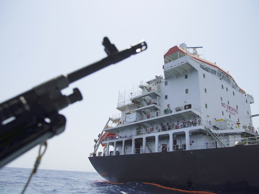 caption: The U.S. Navy says a hole was made by a limpet mine on this Panama-flagged, Japanese-owned tanker anchored off Fujairah, United Arab Emirates. The limpet mines used to attack the tanker near the Strait of Hormuz resembles similar mines displayed by Iran, a Navy explosives expert said Wednesday. Iran denies being involved.