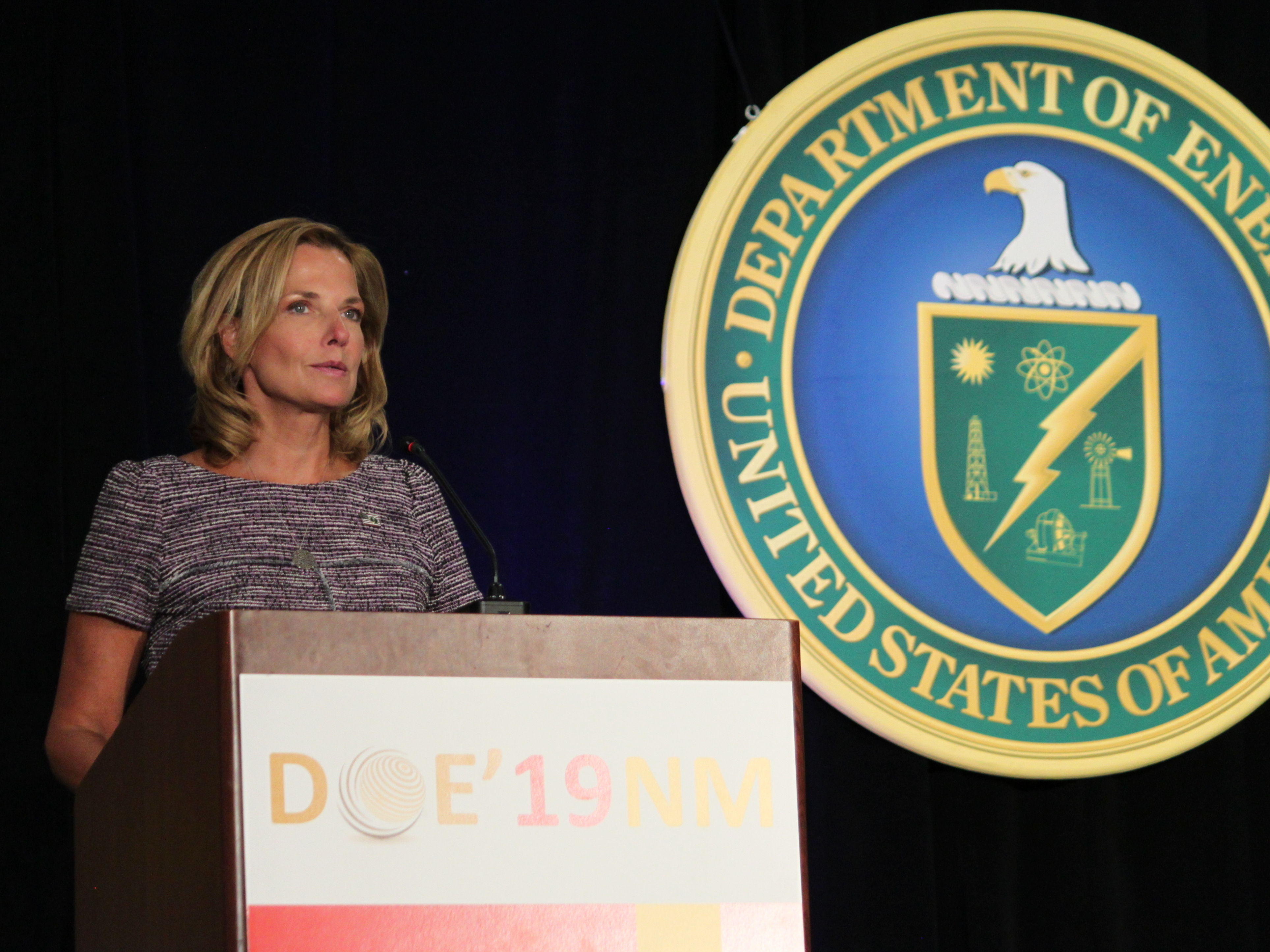 caption: In this file photo, Lisa Gordon-Hagerty talks about the National Nuclear Security Administration. She was removed from her post in an abrupt round of departures at three agencies.