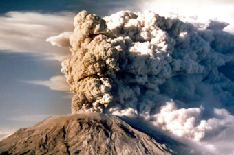 caption: Mount St. Helens in Washington spews smoke, soot and ash into the sky in April 1980. Jack Smith, an AP photographer who captured unforgettable shots of the eruption of Mount St. Helens, the Exxon-Valdez oil spill, the Olympics and many other events during his 35-year career with the news organization, passed away on Jan. 4, 2023, at his home in La Mesa, Calif. He was 80. 