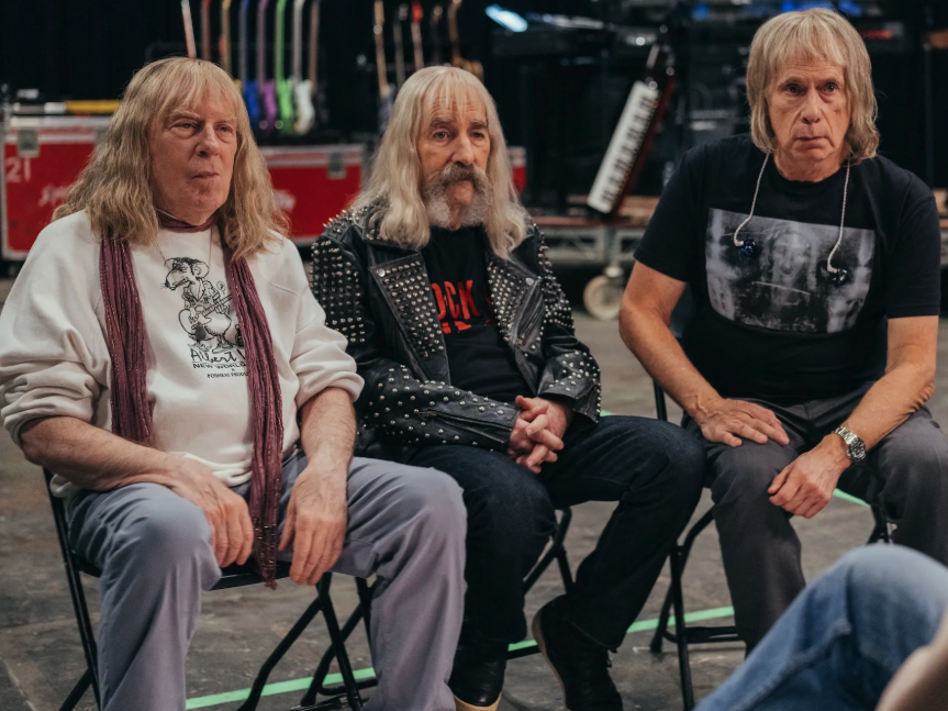 caption: Michael McKean, Harry Shearer and Christopher Guest play aging rock stars in the mockumentary <em>Spinal Tap II: The End Continues.</em>