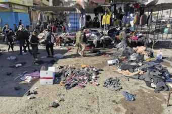 caption: A rare, deadly suicide bomb attack in a busy Baghdadi market killed and wounded dozens of civilians Thursday afternoon. The death toll is expected to rise.
