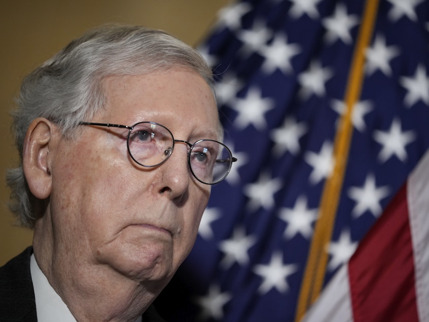 caption: Senate Minority Leader Mitch McConnell also challenged the RNC's characterization of the Jan. 6 riot as "legitimate political discourse."