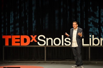 Bill Bernat on the TEDx stage.