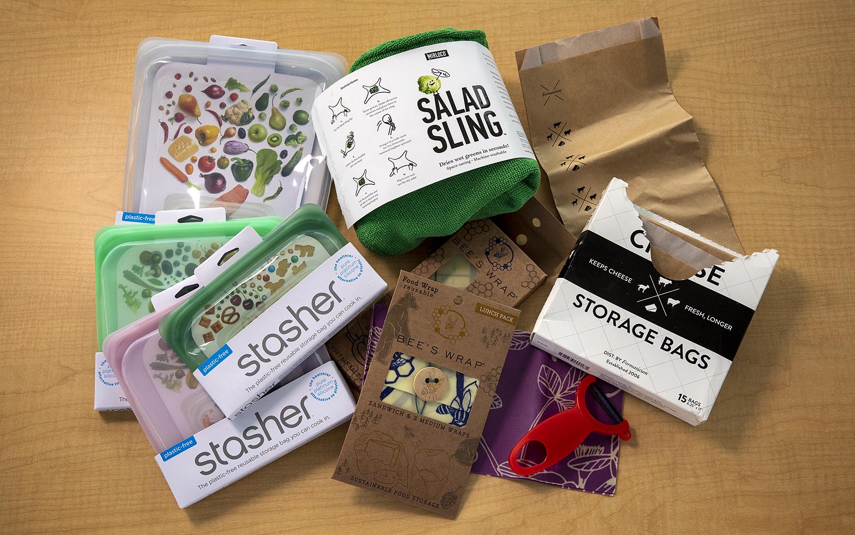 caption: Some of chef Kathy Gunst’s suggestions for creating a greener kitchen. (Robin Lubbock/WBUR)