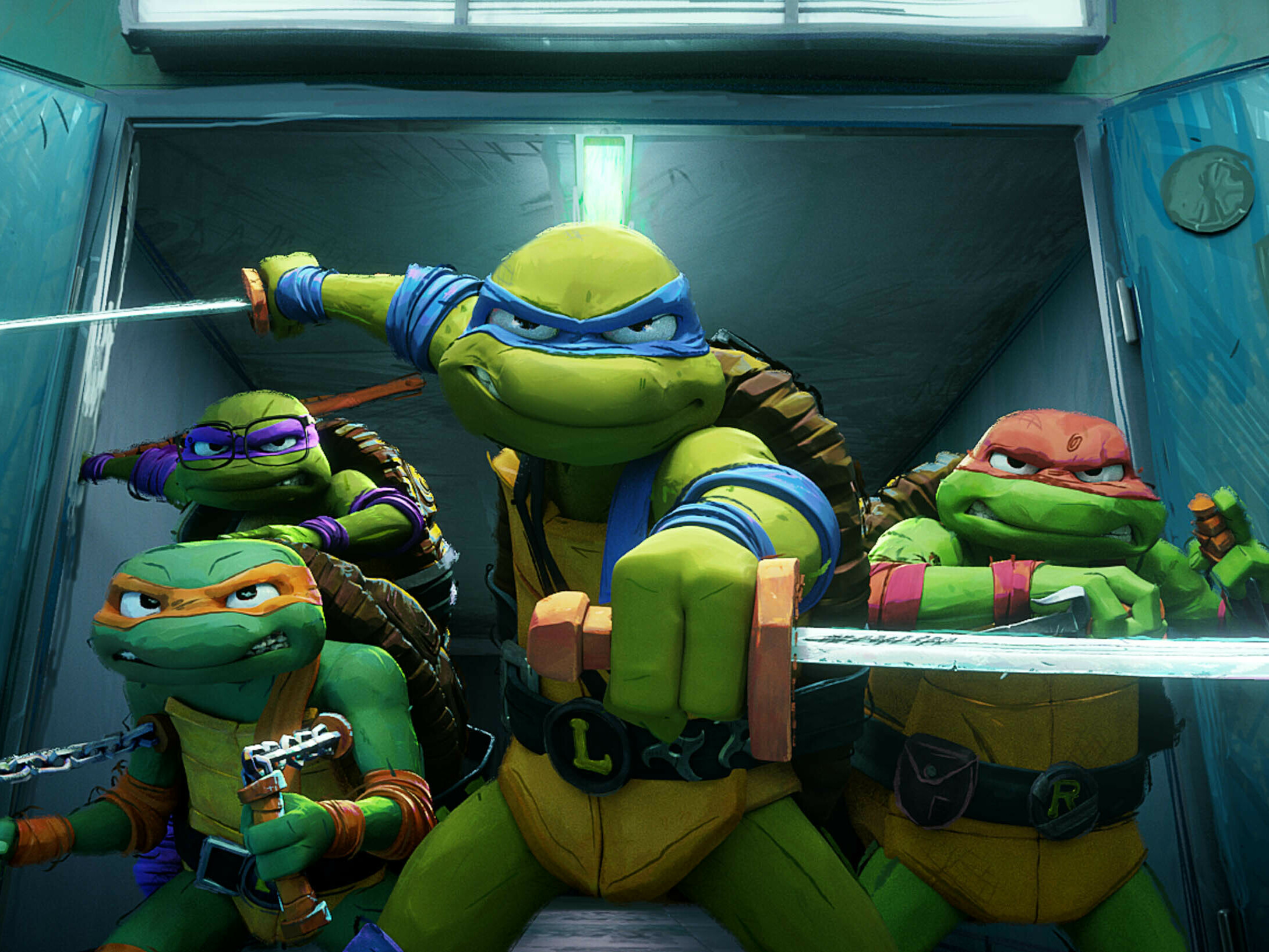 caption: <em>Teenage Mutant Ninja Turtles: Mutant Mayhem </em>is<em> </em>a fun and visually striking animated feature directed by Jeff Rowe.