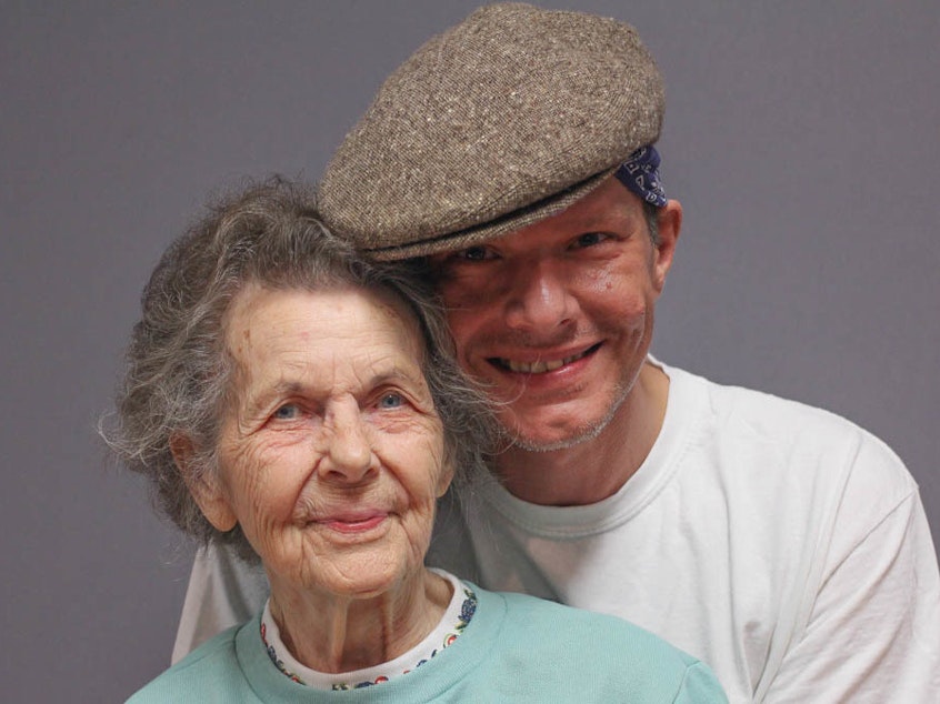 caption: Retired nurse Ruth Owens, left, told her grandson James Taylor why being a nurse "is the most rewarding profession," at their StoryCorps recording in April 2019, in Cookeville, Tenn.