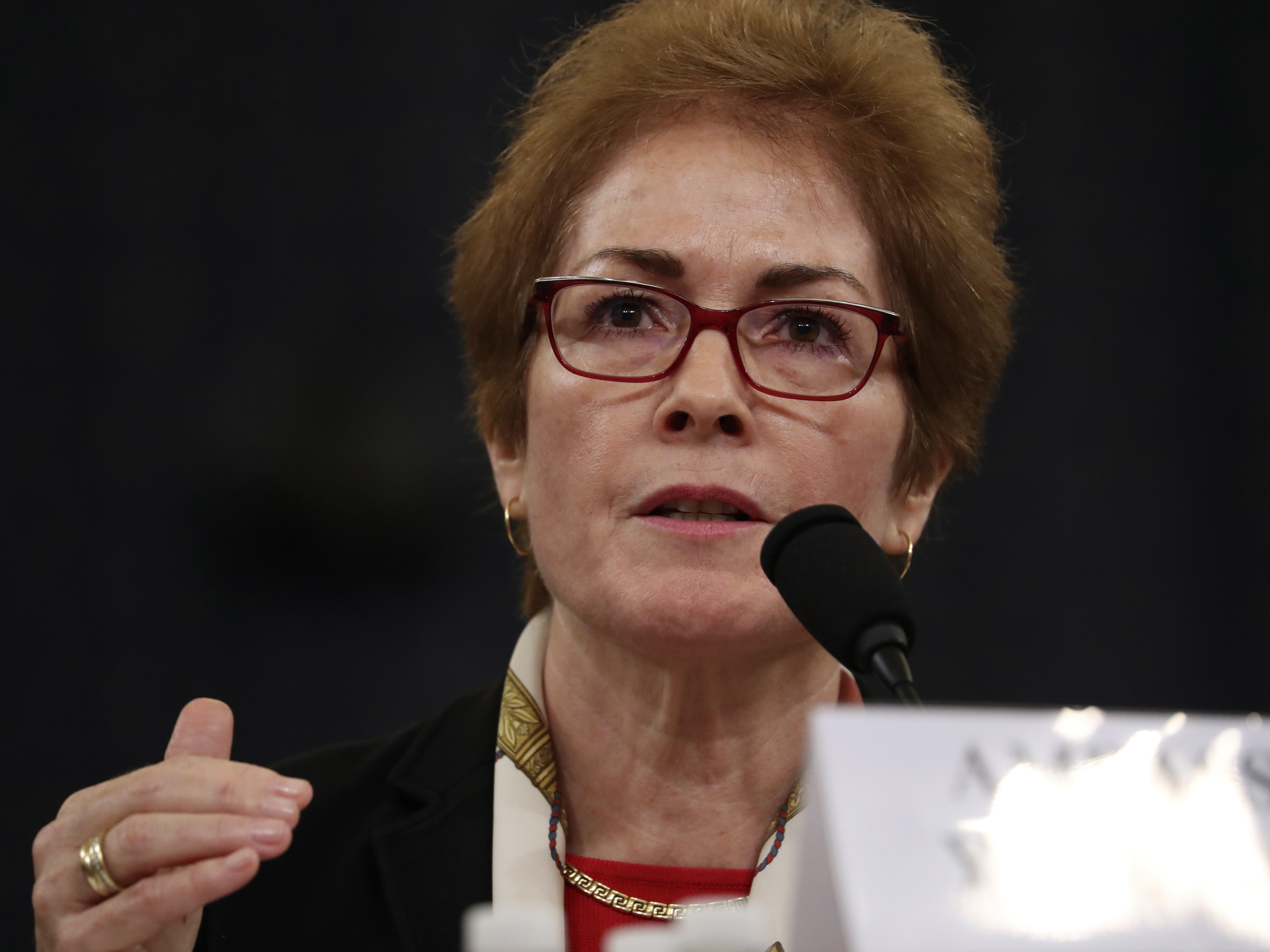 caption: Former U.S. Ambassador to Ukraine Marie Yovanovitch testifies before the House Intelligence Committee on Capitol Hill in Washington, D.C., Nov. 15, 2019.