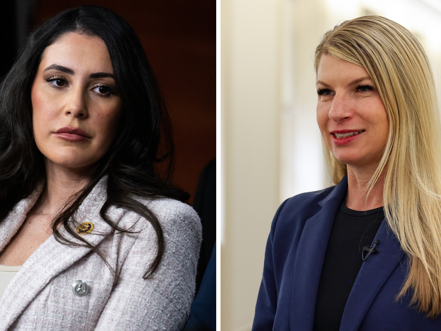 caption: From left, Rep. Anna Paulina Luna, R-Fla. and Rep. Brittany Pettersen, D-Colo., have been leading a push in the House to allow proxy voting for up to 12 weeks for House members who have recently given birth or whose spouse has.