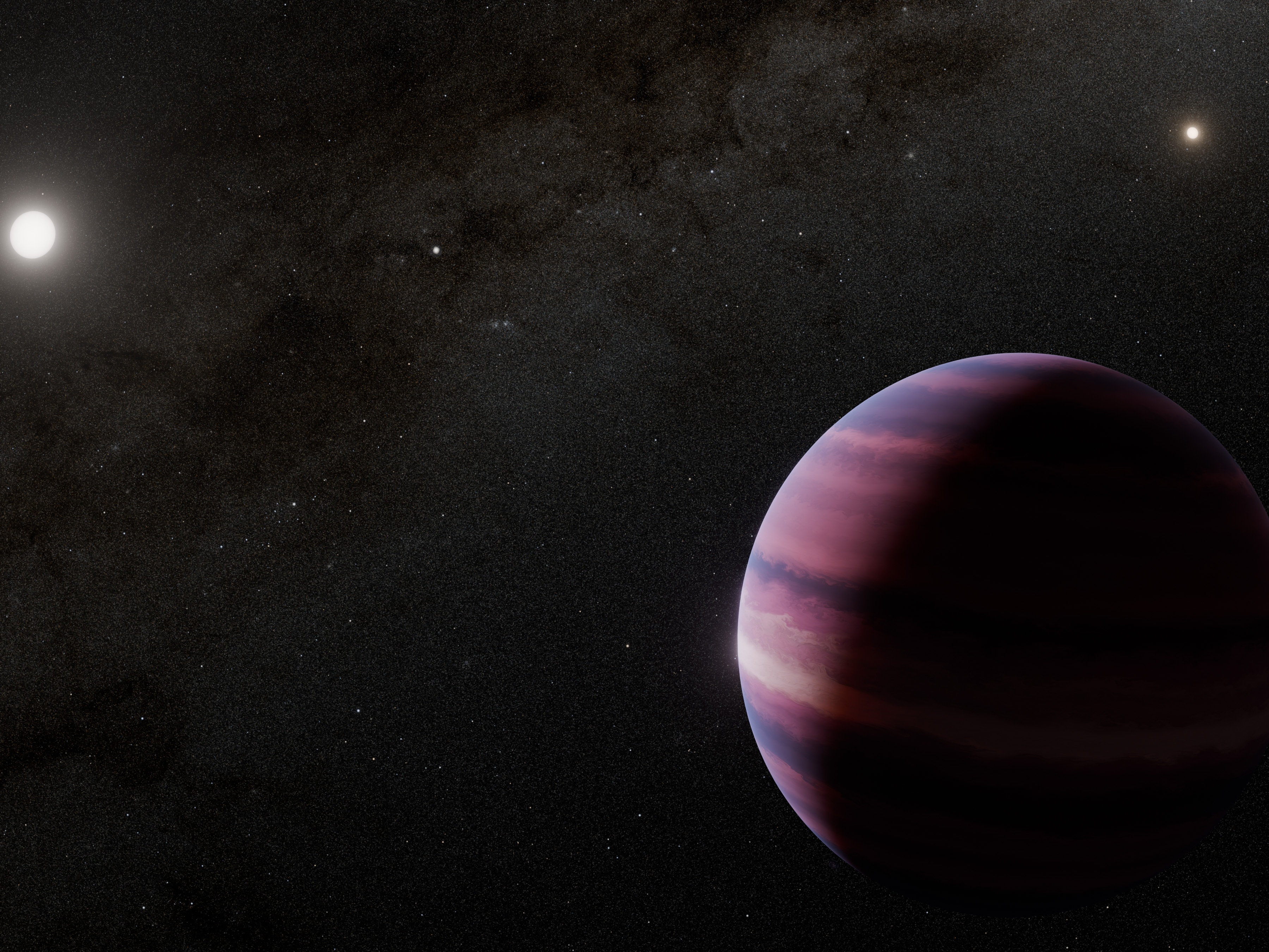 caption: This artist's concept shows what the gas giant planet that orbits the star Alpha Centauri A could look like.