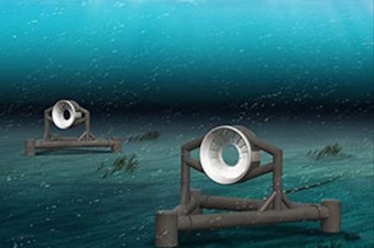 caption: Snohomish PUD's early designs for marine turbines that would have been part of a tidal energy pilot in Puget Sound.  
