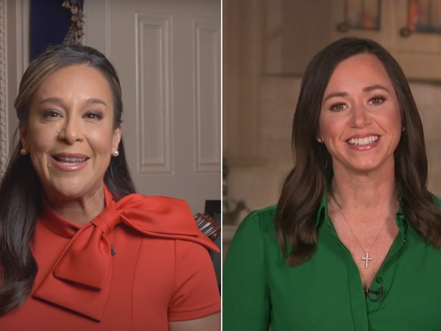 caption: Texas Rep. Mónica De La Cruz and Alabama GOP Sen. Kate Britt delivered rebuttals to Biden's speech.