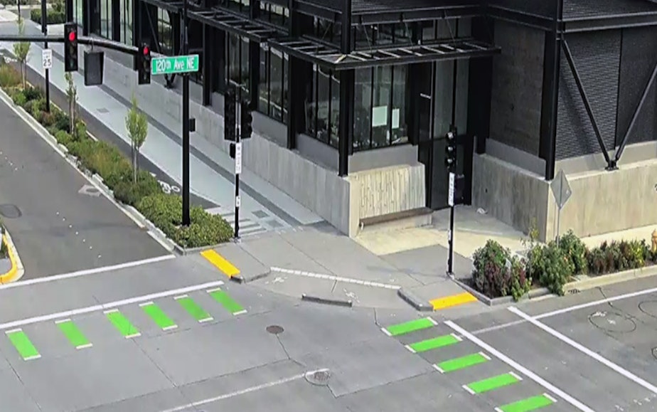 caption: Protected intersection in Bellevue, located at NE Spring Boulevard and 120th Avenue NE.