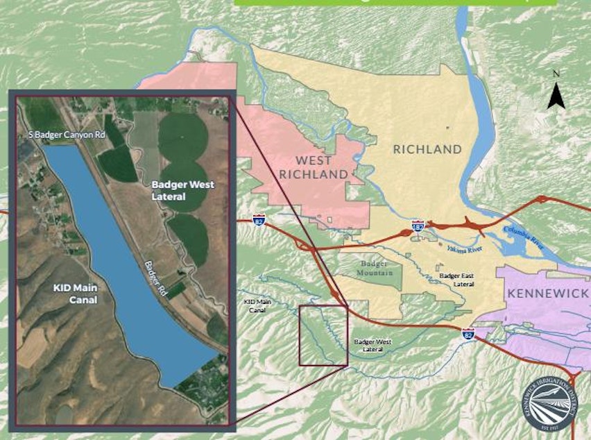 caption: A rendering of the proposed "central storage" reservoir near Kennewick, Washington.
