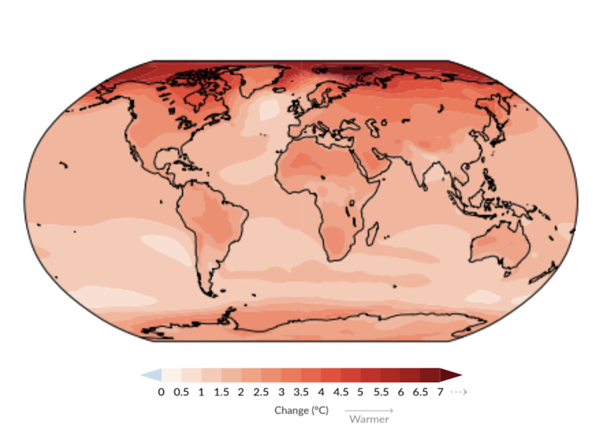 Globe at 2 degrees Celsius warming