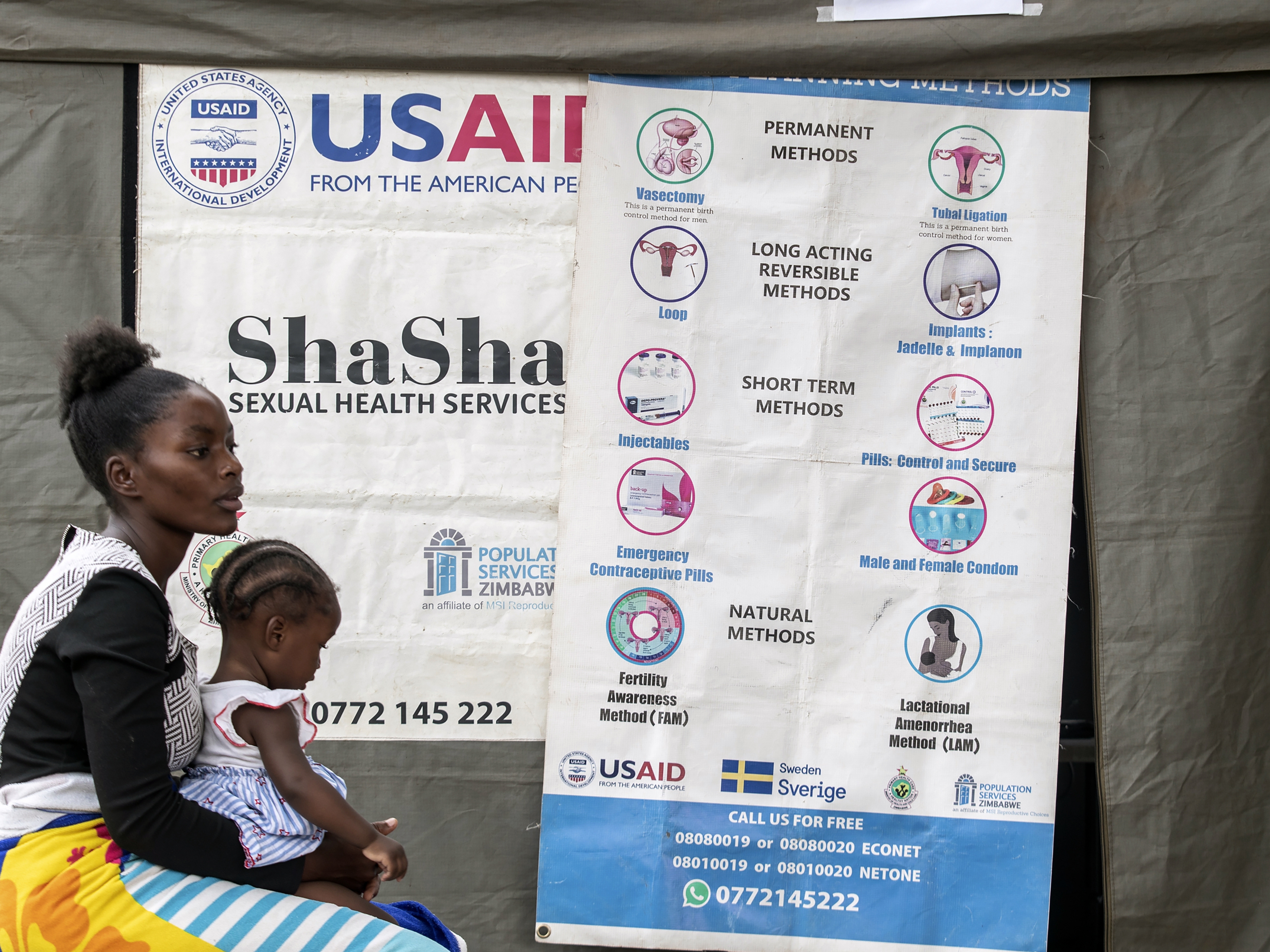 caption: The United States has announced plans to incinerate $9.7 million in contraceptives intended for distribution in lower income countries. Above: Chiedza Emmanuel, 20, waits to undergo a contraceptive implant procedure at a clinic in Zimbabwe.